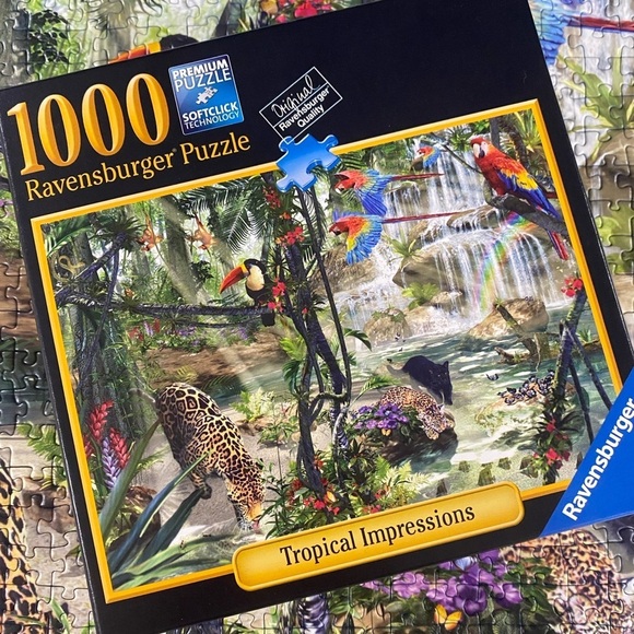 Ravensburger 1000 piece puzzle 'Tropical Impressions' jungle scene leopards - Picture 1 of 7